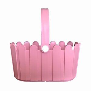 EUC Pink Plastic Picket Fence Basket with Handle